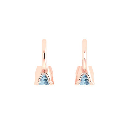 1.06 ctw Aquamarine Drop Dangle Earrings | 4mm Round Cut White Gold Lever Back | March Birthstone