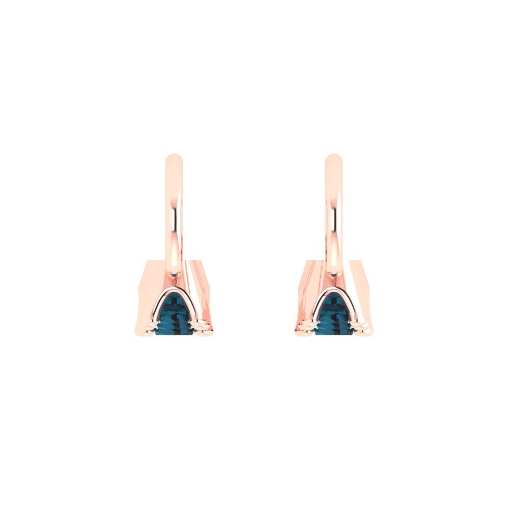 1.06 ctw London Blue Topaz Drop Dangle Earrings | 4mm Round Cut White Gold Lever Back | December Birthstone