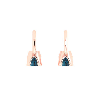 1.06 ctw London Blue Topaz Drop Dangle Earrings | 4mm Round Cut White Gold Lever Back | December Birthstone