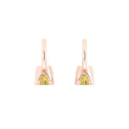 1.06 ctw Citrine Drop Dangle Earrings | 4mm Round Cut White Gold Lever Back | November Birthstone