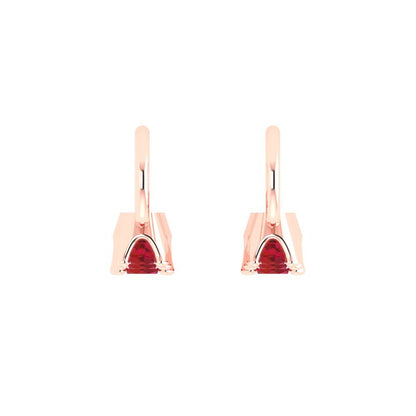 1.06 ctw Ruby Drop Dangle Earrings | 4mm Round Cut White Gold Lever Back | July Birthstone