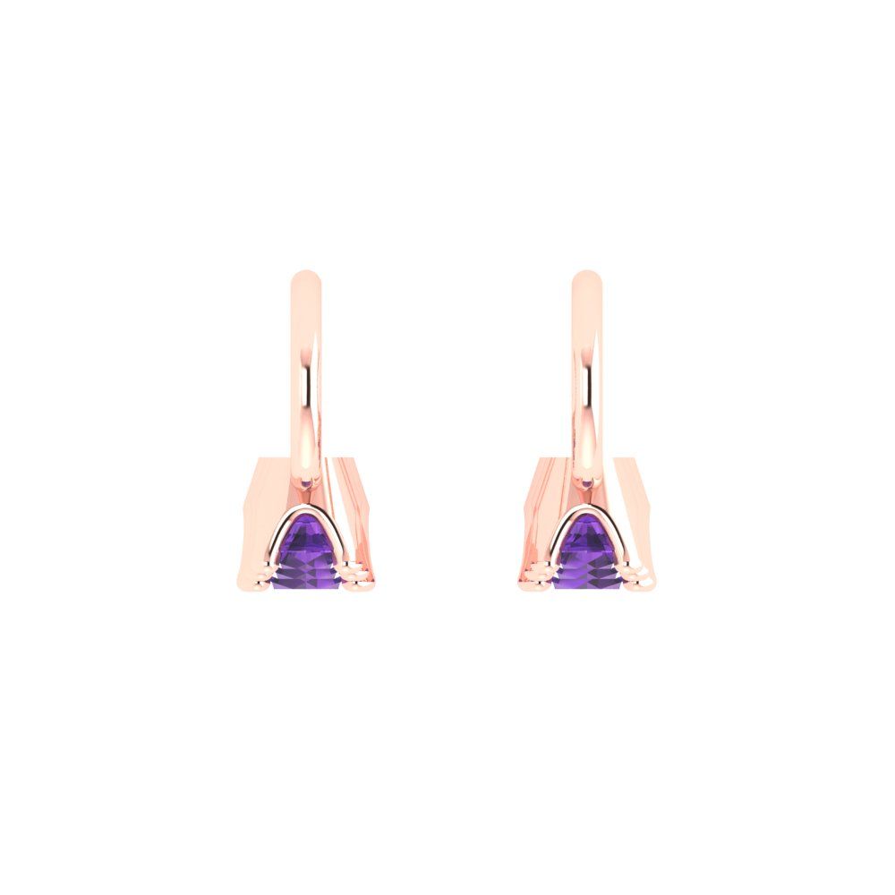 1.06 ctw Amethyst Drop Dangle Earrings | 4mm Round Cut White Gold Lever Back | February Birthstone