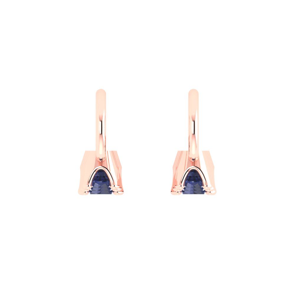 1.06 ctw Blue Sapphire Drop Dangle Earrings | 4mm Round Cut White Gold Lever Back | September Birthstone