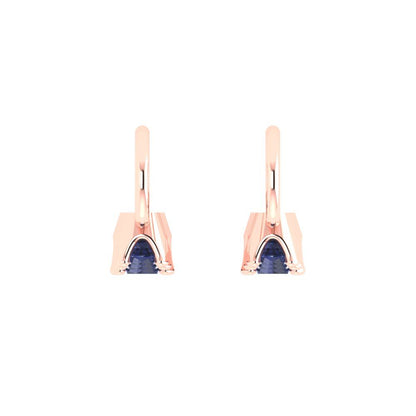 1.06 ctw Blue Sapphire Drop Dangle Earrings | 4mm Round Cut White Gold Lever Back | September Birthstone