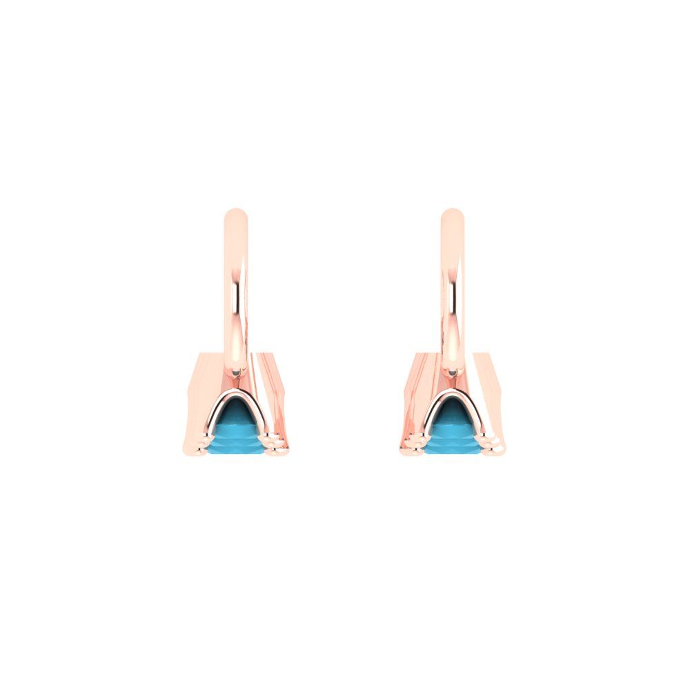 1.06 ctw Turquoise Drop Dangle Earrings | 4mm Round Cut White Gold Lever Back | December Birthstone