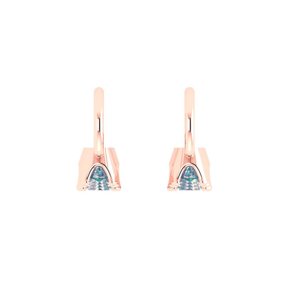 1.06 ctw Blue Moissanite Drop Dangle Earrings | 4mm Round Cut White Gold Lever Back | April Birthstone