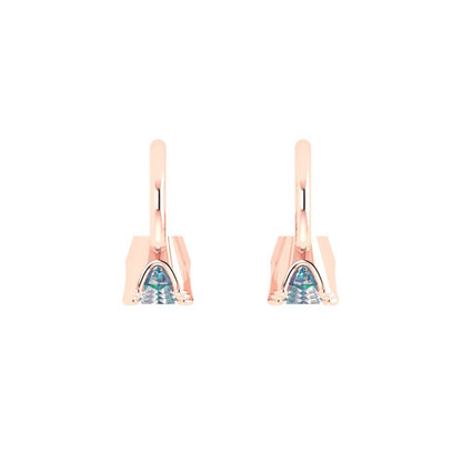 1.06 ctw Blue Moissanite Drop Dangle Earrings | 4mm Round Cut White Gold Lever Back | April Birthstone