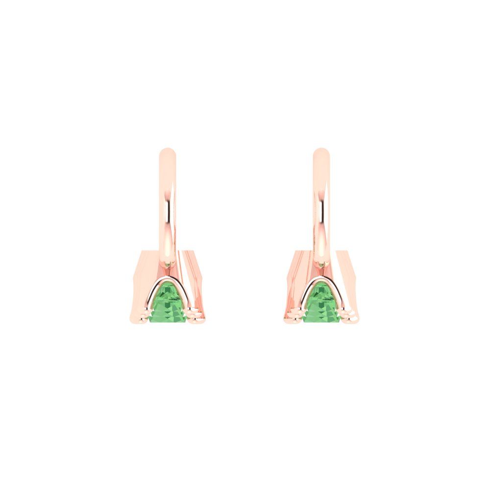 1.06 ctw Green Zirconia Drop Dangle Earrings | 4mm Round Cut White Gold Lever Back | April Birthstone