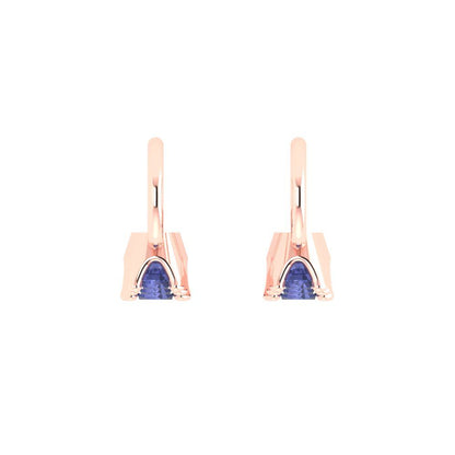 1.06 ctw Tanzanite Drop Dangle Earrings | 4mm Round Cut White Gold Lever Back | December Birthstone