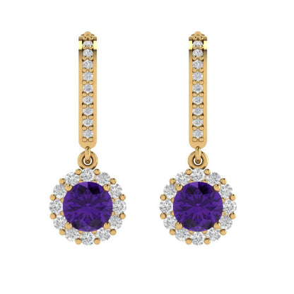 2.235cttw Amethyst Gold-Plated 925 Silver Lever Back Drop Dangle Earrings