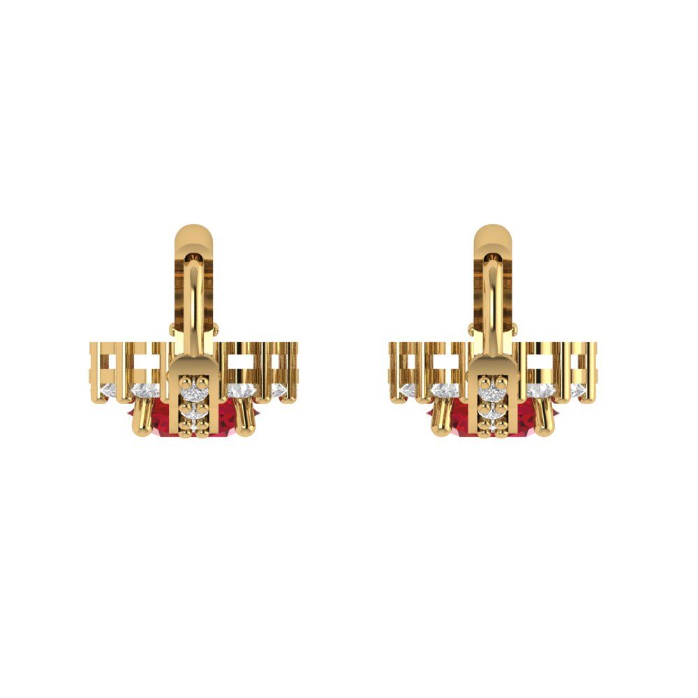 2.235 ctw Ruby Drop Dangle Earrings | 6mm Round Cut White Gold Lever Back | July Birthstone