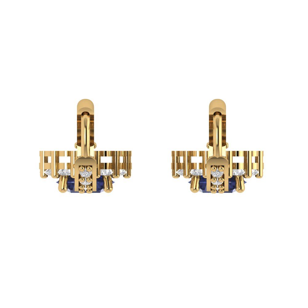 2.235 ctw Blue Sapphire Drop Dangle Earrings | 6mm Round Cut White Gold Lever Back | September Birthstone