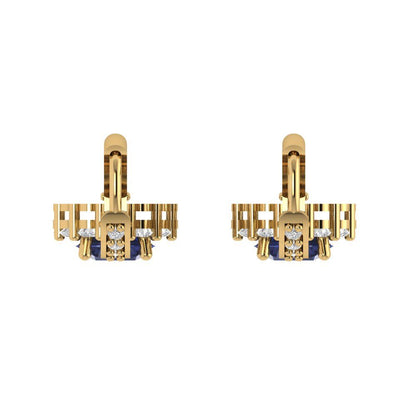 2.235 ctw Blue Sapphire Drop Dangle Earrings | 6mm Round Cut White Gold Lever Back | September Birthstone