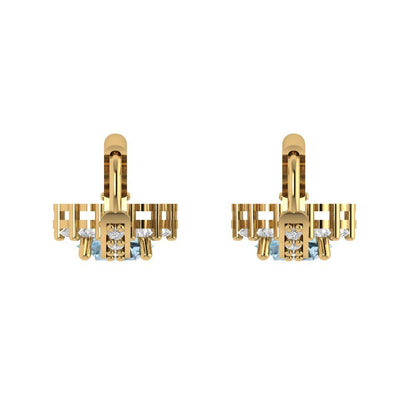 2.235cttw Aquamarine Gold-Plated 925 Silver Lever Back Drop Dangle Earrings