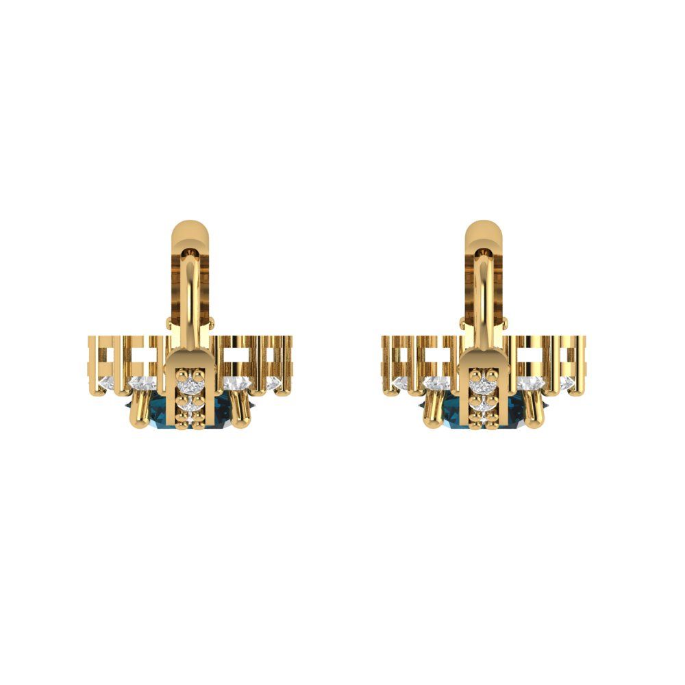 2.235 ctw London Blue Topaz Drop Dangle Earrings | 6mm Round Cut White Gold Lever Back | December Birthstone
