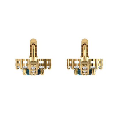 2.235 ctw London Blue Topaz Drop Dangle Earrings | 6mm Round Cut White Gold Lever Back | December Birthstone