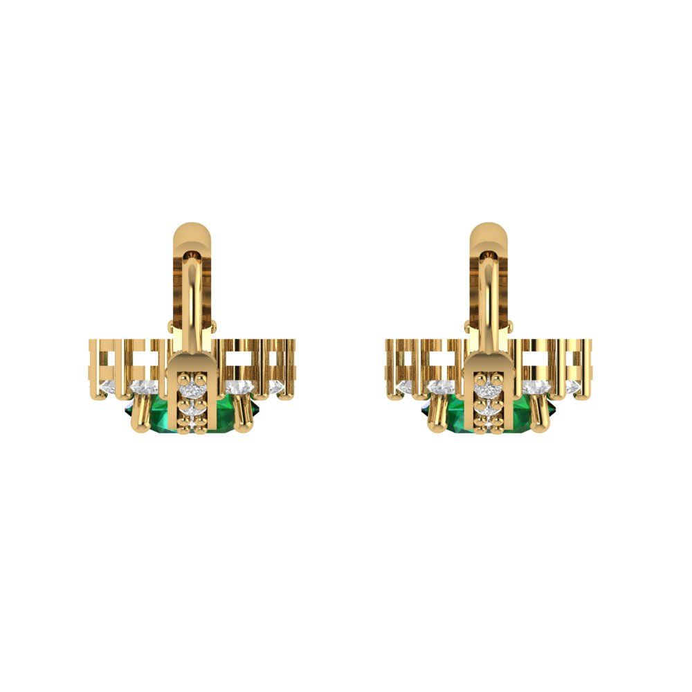 2.235 ctw Emerald Drop Dangle Earrings | 6mm Round Cut White Gold Lever Back | May Birthstone