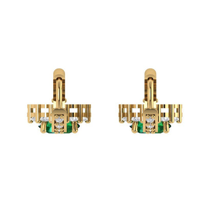 2.235 ctw Emerald Drop Dangle Earrings | 6mm Round Cut White Gold Lever Back | May Birthstone