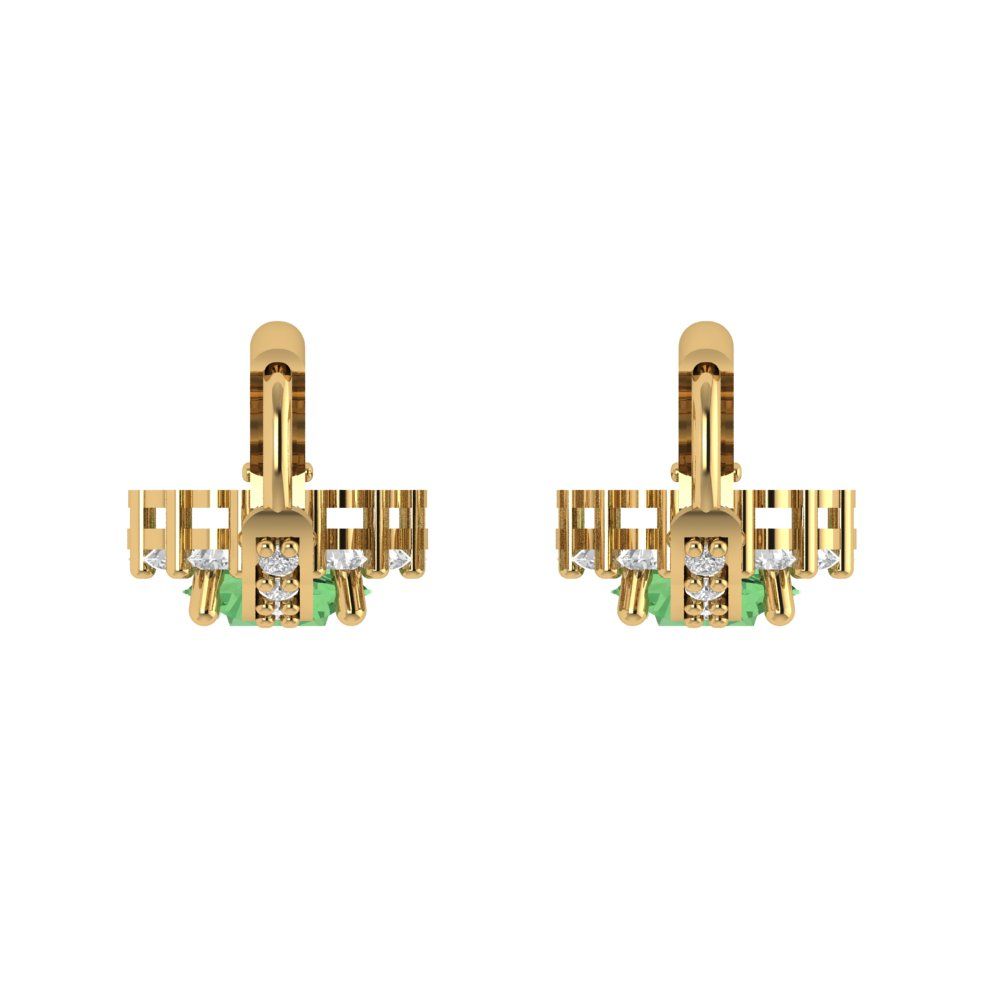 2.235 ctw Green Zirconia Drop Dangle Earrings | 6mm Round Cut White Gold Lever Back | April Birthstone
