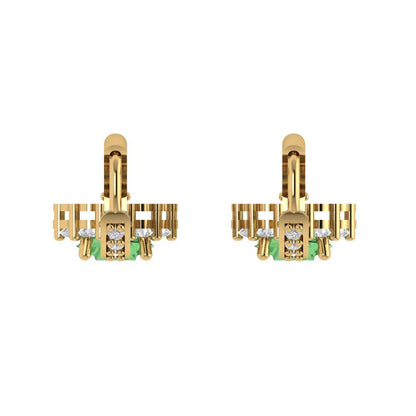 2.235 ctw Green Zirconia Drop Dangle Earrings | 6mm Round Cut White Gold Lever Back | April Birthstone