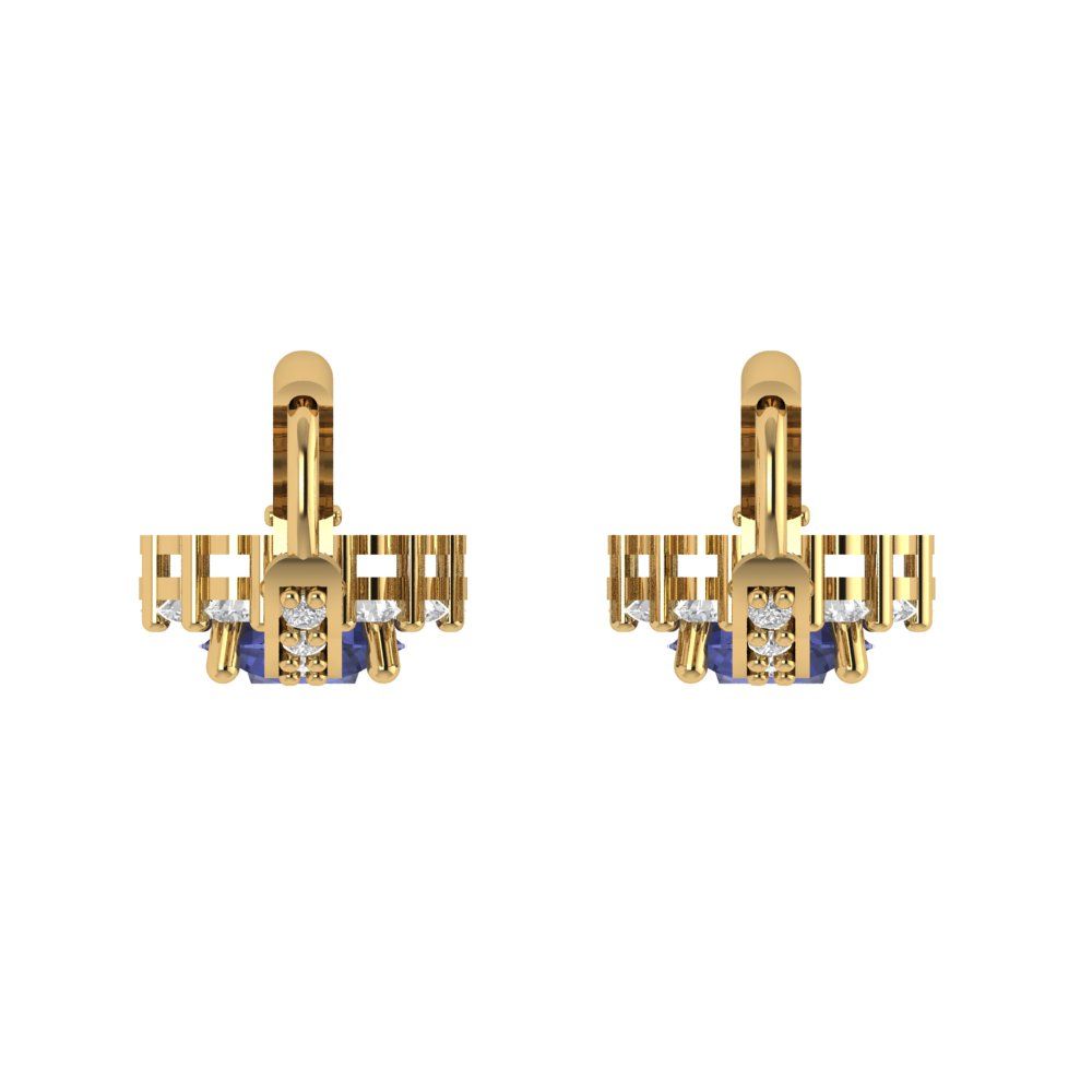 2.235 ctw Tanzanite Drop Dangle Earrings | 6mm Round Cut White Gold Lever Back | December Birthstone