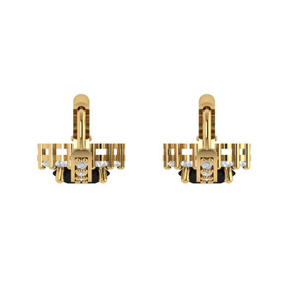 2.235 ctw Onyx Drop Dangle Earrings | 6mm Round Cut White Gold Lever Back | July Birthstone