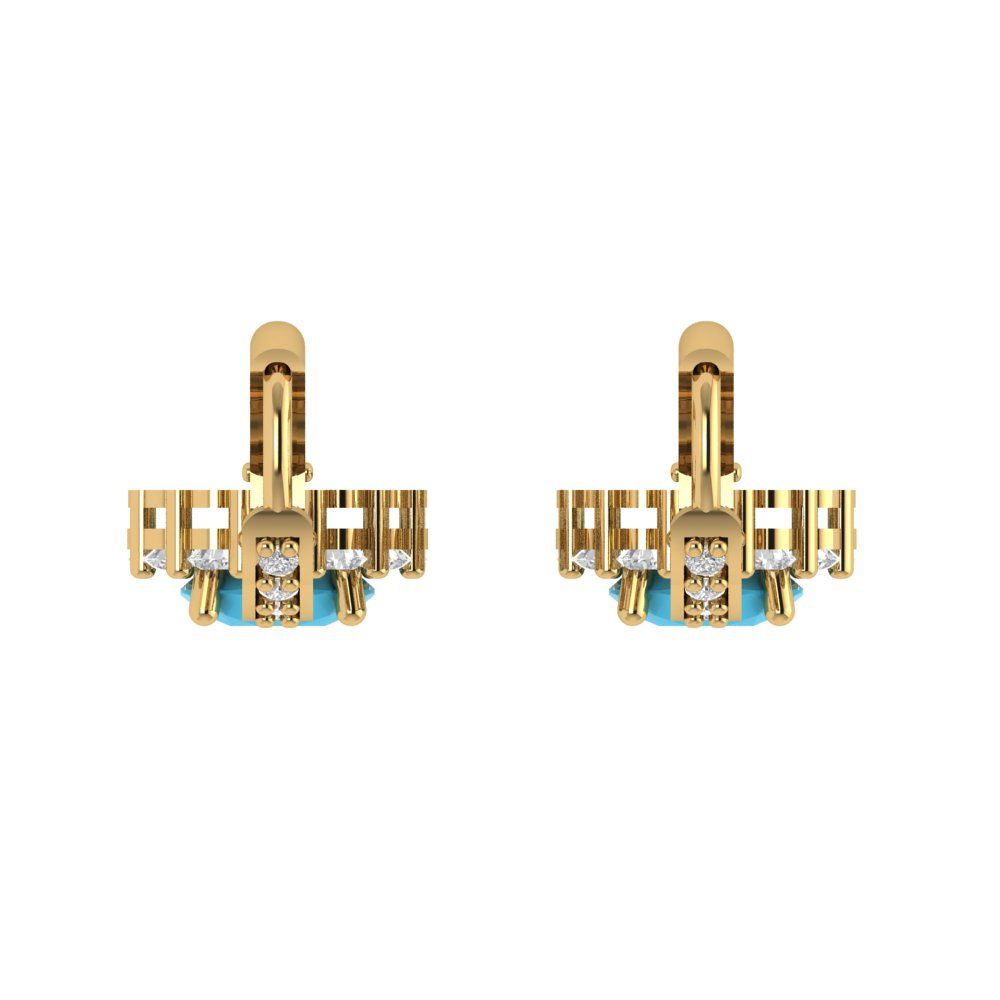 2.235 ctw Turquoise Drop Dangle Earrings | 6mm Round Cut White Gold Lever Back | December Birthstone