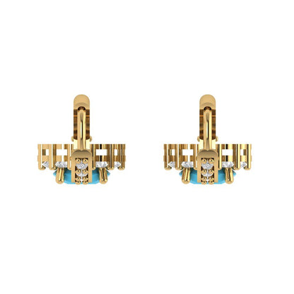 2.235 ctw Turquoise Drop Dangle Earrings | 6mm Round Cut White Gold Lever Back | December Birthstone