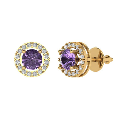 1.24cttw Alexandrite Gold-Plated 925 Silver Screw Back Stud Earrings