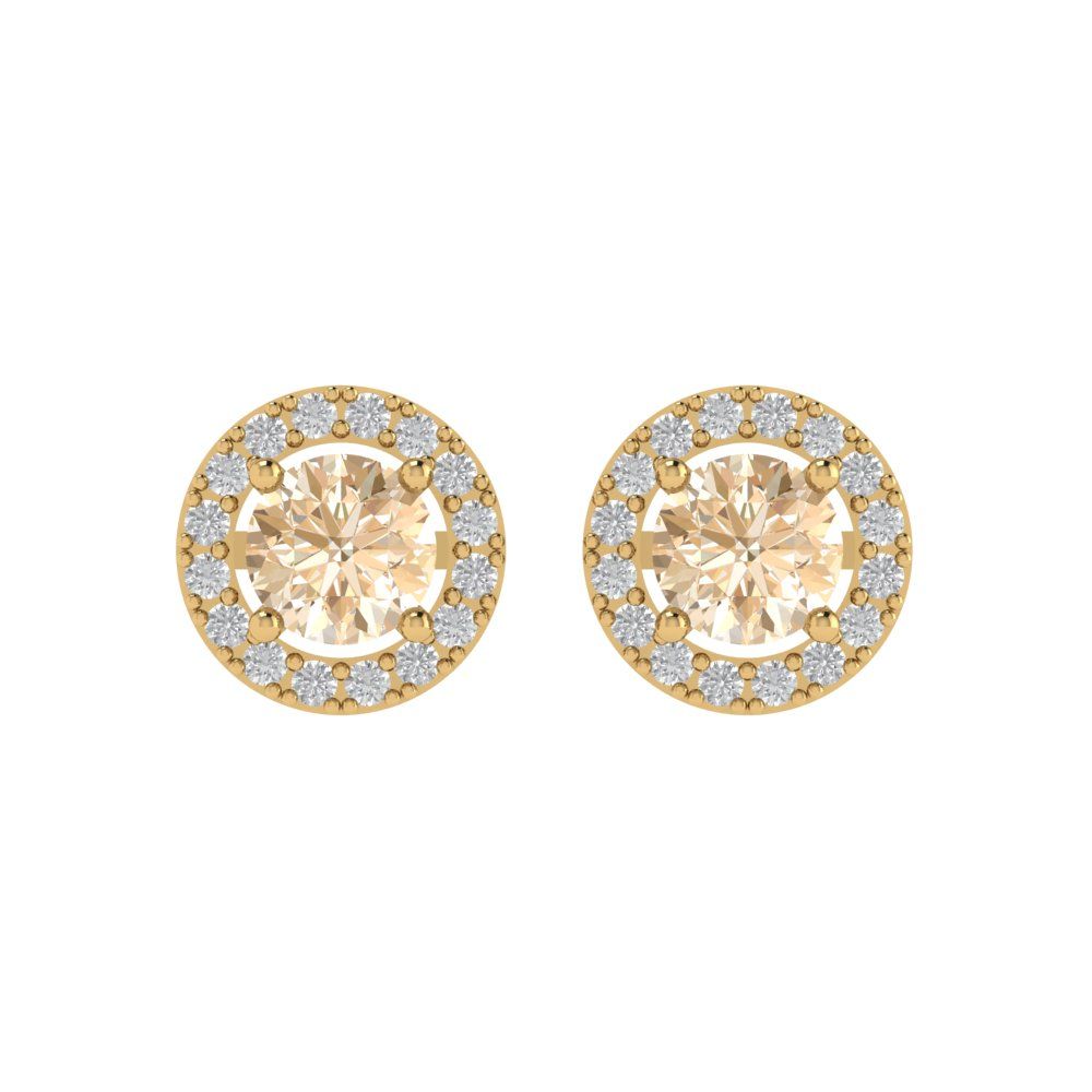 1.24 ctw Morganite Studs Earrings | 5.0mm Round Cut White Gold Screw back | February Birthstone