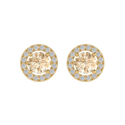 1.24 ctw Morganite Studs Earrings | 5.0mm Round Cut White Gold Screw back | February Birthstone