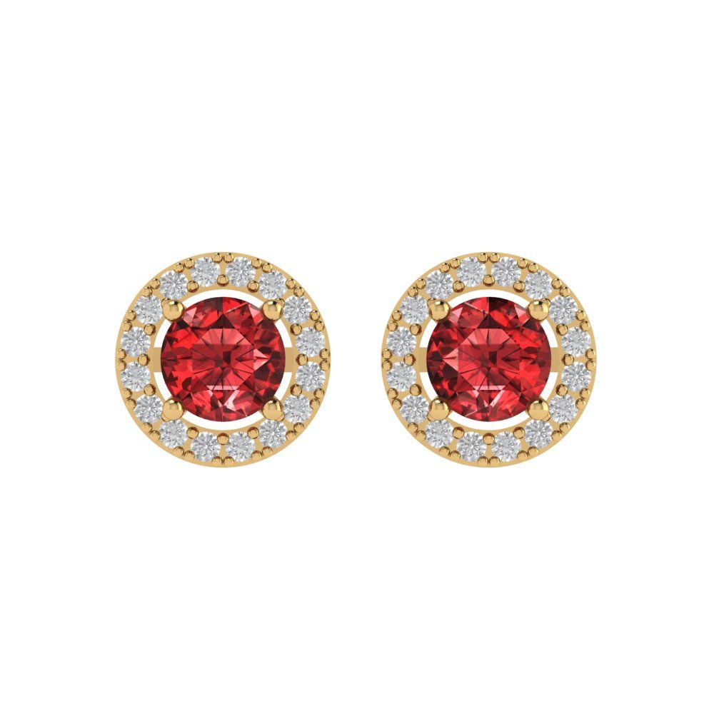 1.24 ctw Garnet Studs Earrings | 5.0mm Round Cut White Gold Screw back | January Birthstone