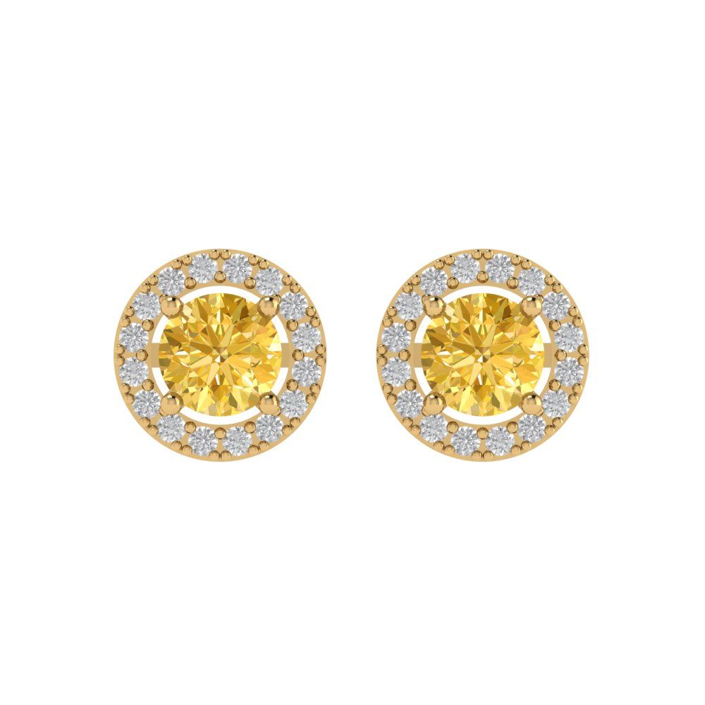 1.24 ctw Citrine Studs Earrings | 5.0mm Round Cut White Gold Screw back | November Birthstone