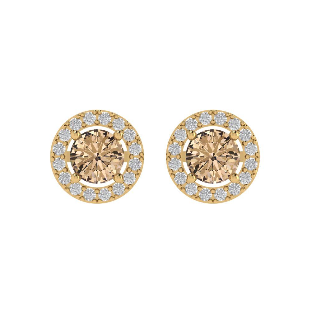 1.24 ctw Yellow Moissanite Studs Earrings | 5.0mm Round Cut White Gold Screw back | April Birthstone