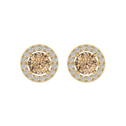 1.24 ctw Yellow Moissanite Studs Earrings | 5.0mm Round Cut White Gold Screw back | April Birthstone