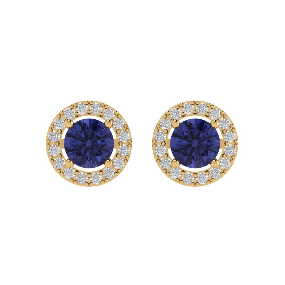 1.24 ctw Tanzanite Studs Earrings | 5.0mm Round Cut White Gold Screw back | December Birthstone