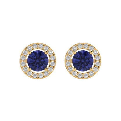 1.24 ctw Tanzanite Studs Earrings | 5.0mm Round Cut White Gold Screw back | December Birthstone