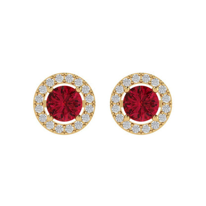 1.24 ctw Pink Tourmaline Studs Earrings | 5.0mm Round Cut White Gold Screw back | April Birthstone