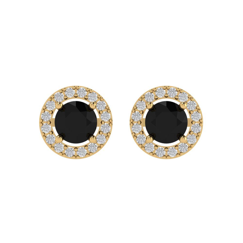 1.24 ctw Onyx Studs Earrings | 5.0mm Round Cut White Gold Screw back | July Birthstone
