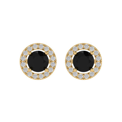 1.24 ctw Onyx Studs Earrings | 5.0mm Round Cut White Gold Screw back | July Birthstone