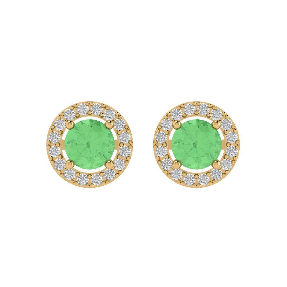 1.24 ctw Green Zirconia Studs Earrings | 5.0mm Round Cut White Gold Screw back | April Birthstone