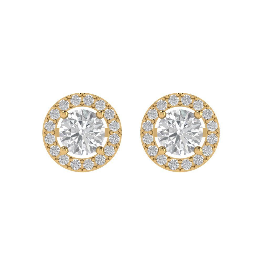 1.24 ctw White Sapphire Studs Earrings | 5.0mm Round Cut White Gold Screw back | April Birthstone