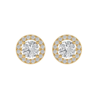1.24 ctw White Sapphire Studs Earrings | 5.0mm Round Cut White Gold Screw back | April Birthstone