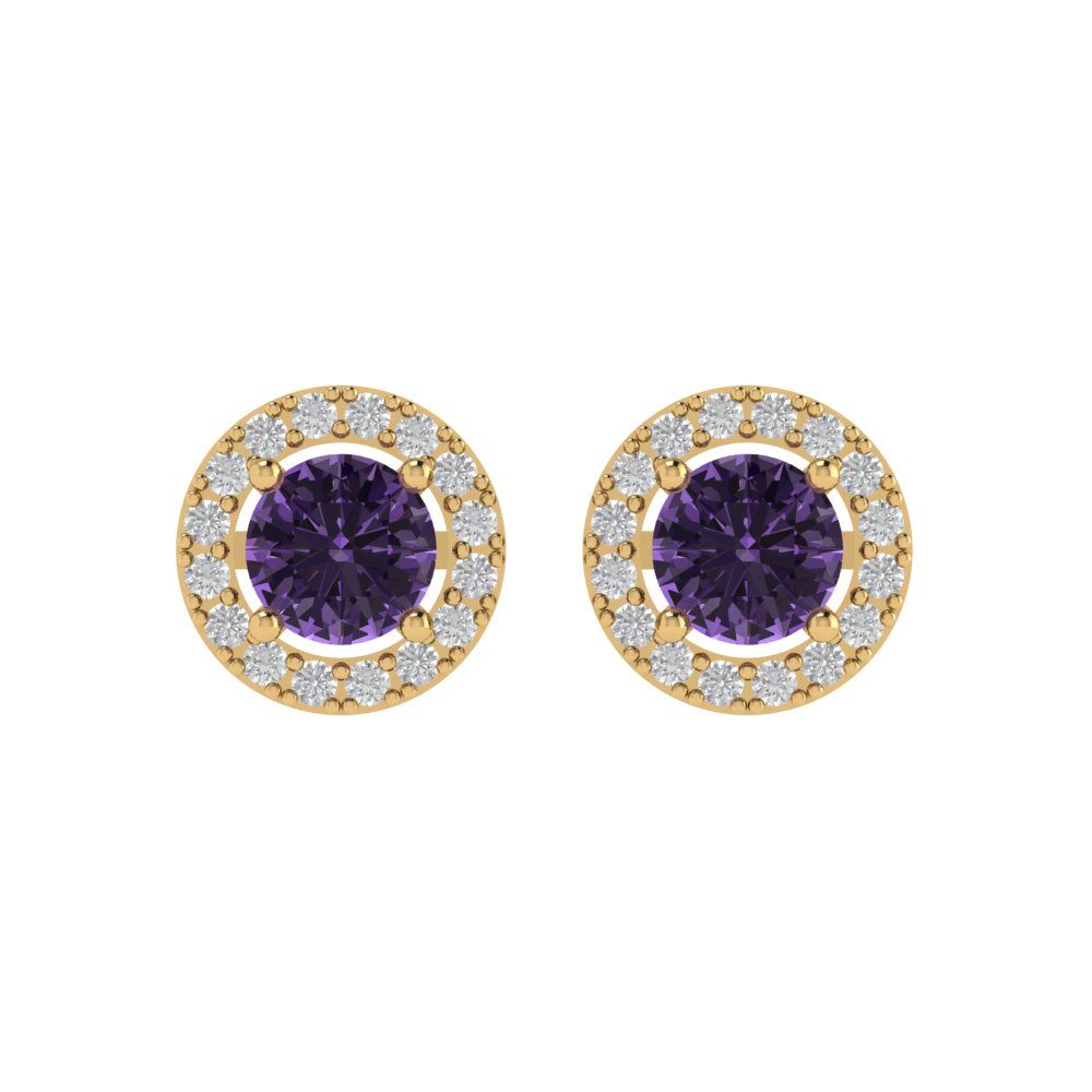 1.24 ctw Alexandrite Studs Earrings | 5.0mm Round Cut White Gold Screw back | June Birthstone