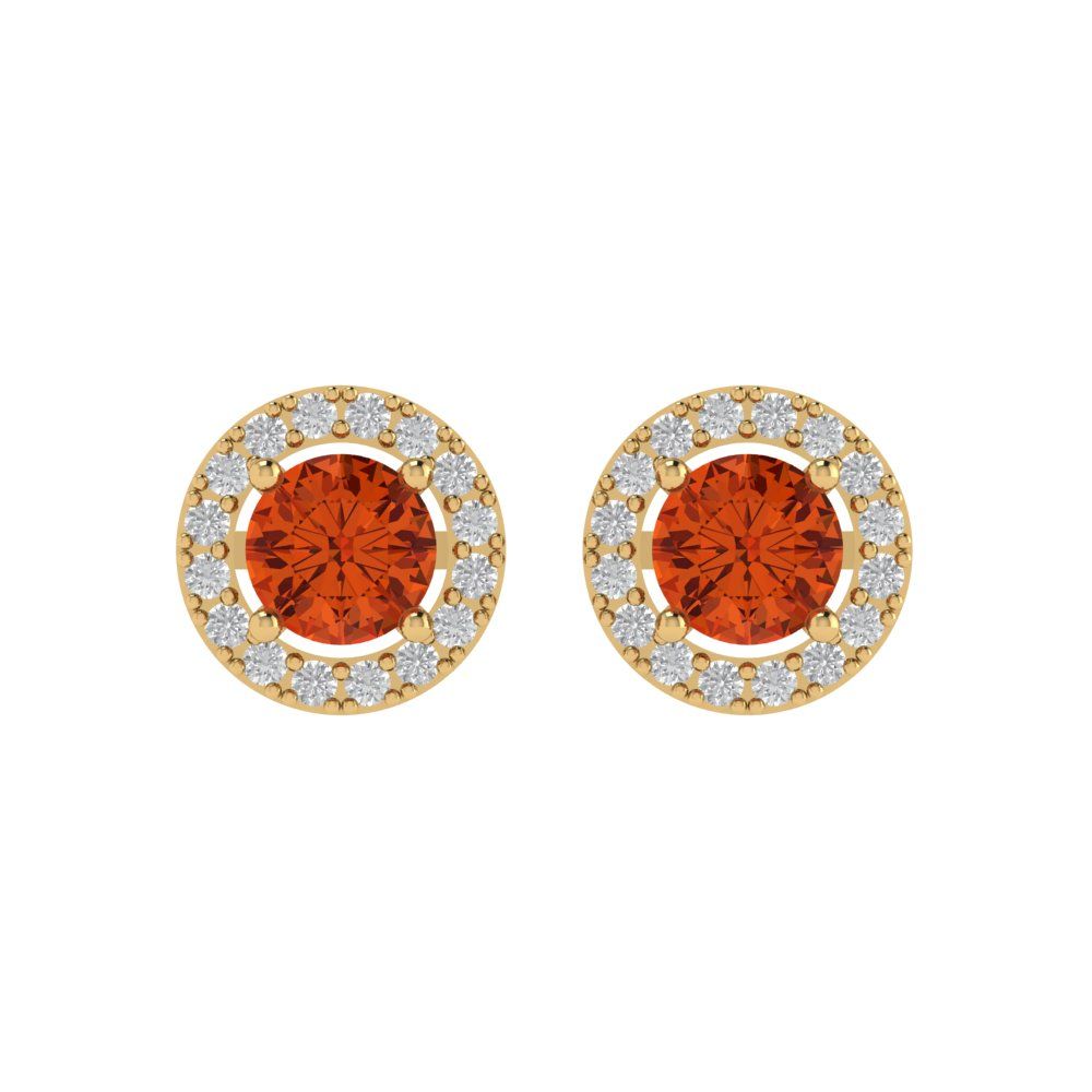 1.24 ctw Red Zirconia Studs Earrings | 5.0mm Round Cut White Gold Screw back | April Birthstone