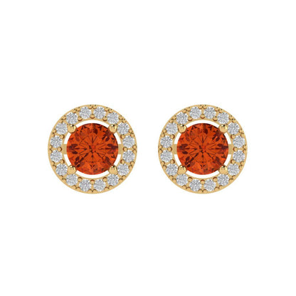 1.24 ctw Red Zirconia Studs Earrings | 5.0mm Round Cut White Gold Screw back | April Birthstone