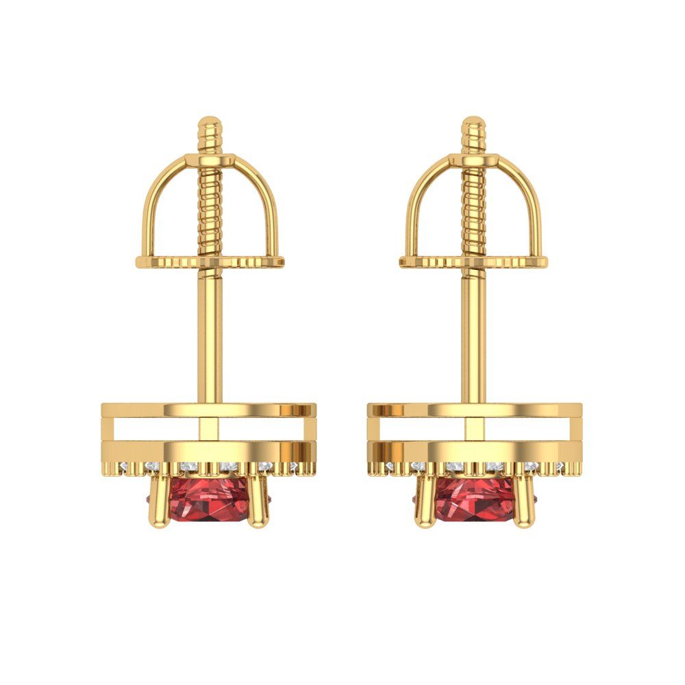 1.24 ctw Garnet Studs Earrings | 5.0mm Round Cut White Gold Screw back | January Birthstone