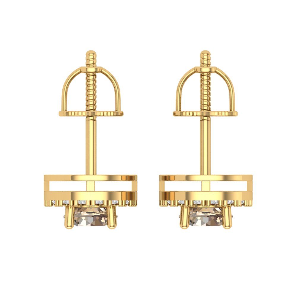 1.24 ctw Yellow Moissanite Studs Earrings | 5.0mm Round Cut White Gold Screw back | April Birthstone