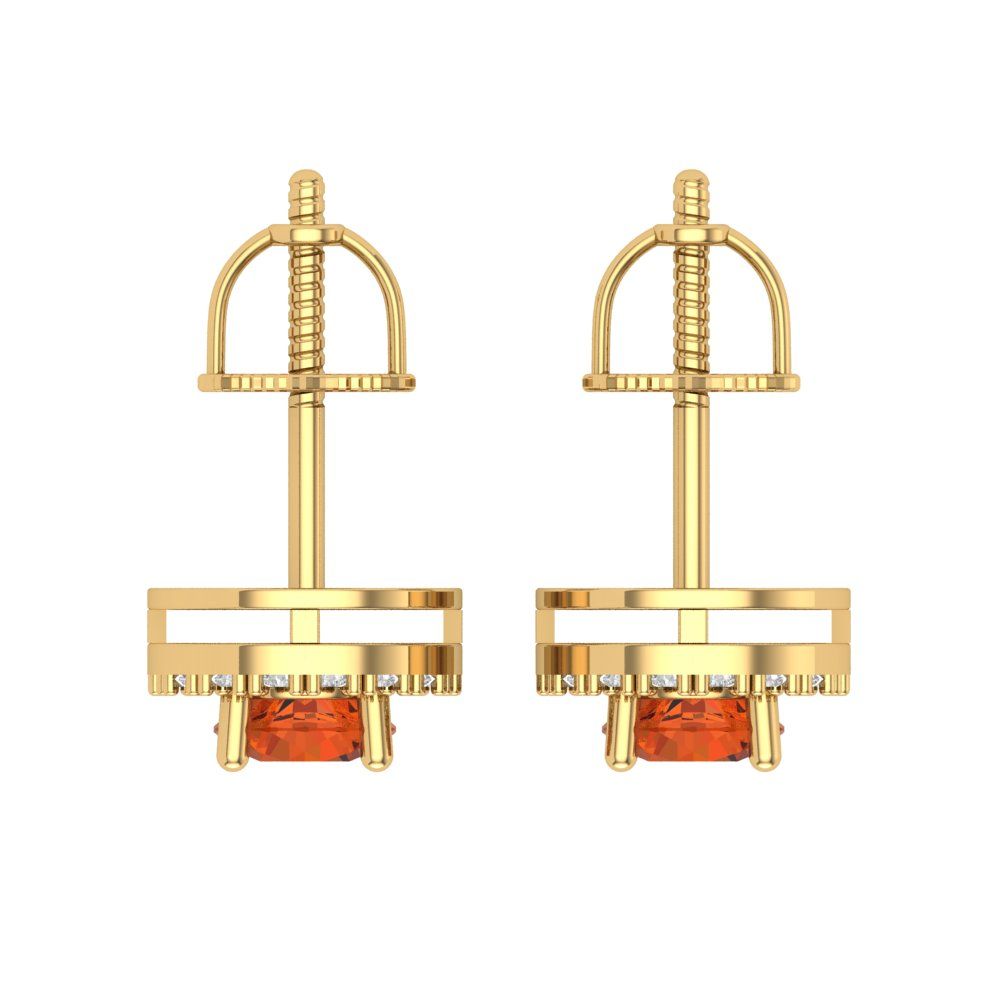1.24 ctw Red Zirconia Studs Earrings | 5.0mm Round Cut White Gold Screw back | April Birthstone