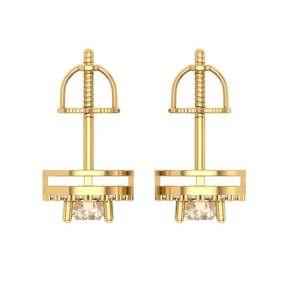 1.24 ctw Morganite Studs Earrings | 5.0mm Round Cut White Gold Screw back | February Birthstone
